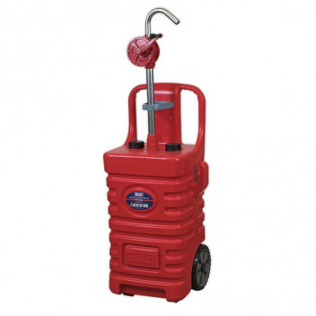 Mobile Dispensing Tank 55Ltr With Oil Rotary Pump - Red