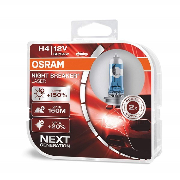 Osram Night Breaker Laser H4 bulb ,duo box image