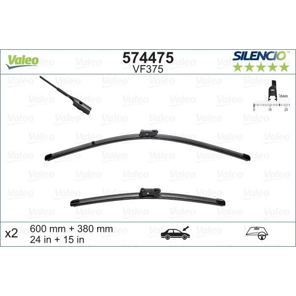 VF375 Silencio Wiper FB OE RHD VF375 Kit image